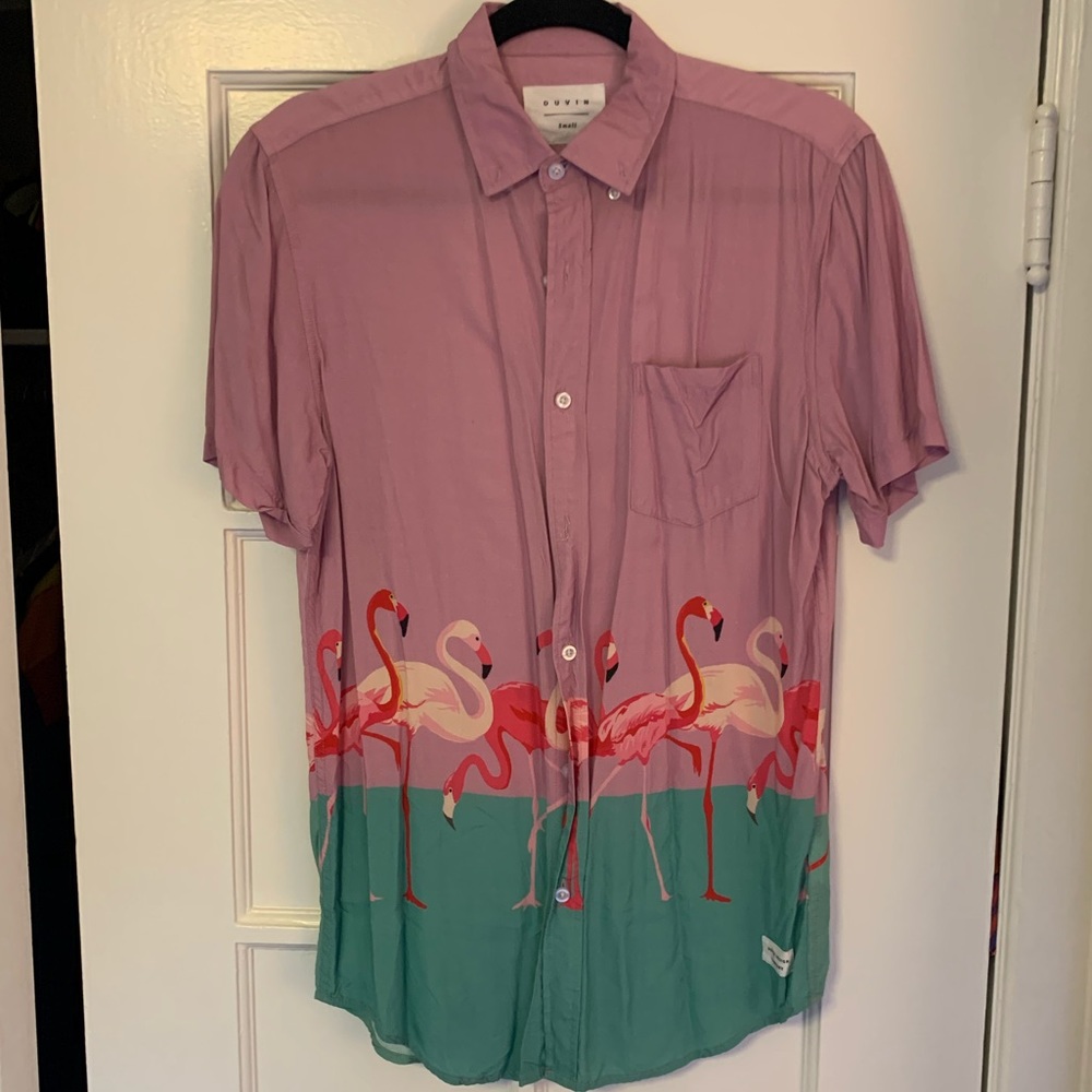 Small flamingo shirt sleeve button down
